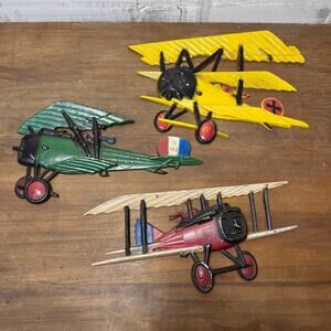 Vintage 1975 HOMCO Airplanes Cast Metal Decor Set Of 3